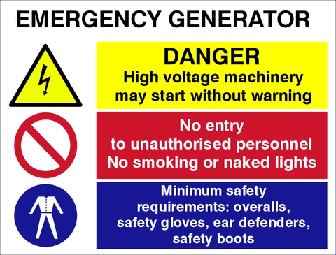 Emergency Generator safety sign
