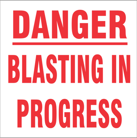 Danger : Blasting in progress safety sign