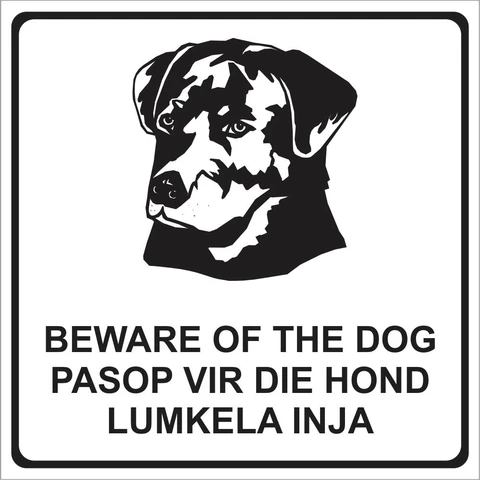 Beware of Dogs safety sign - 3 languages