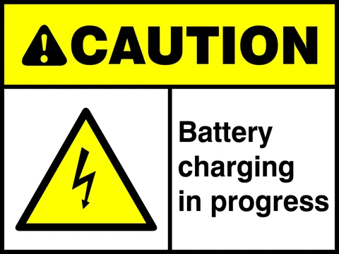 Caution : Battery charging in progress safety sign