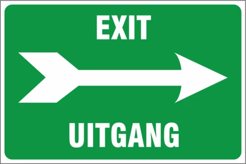 Exit right - 2 Languages safety sign 