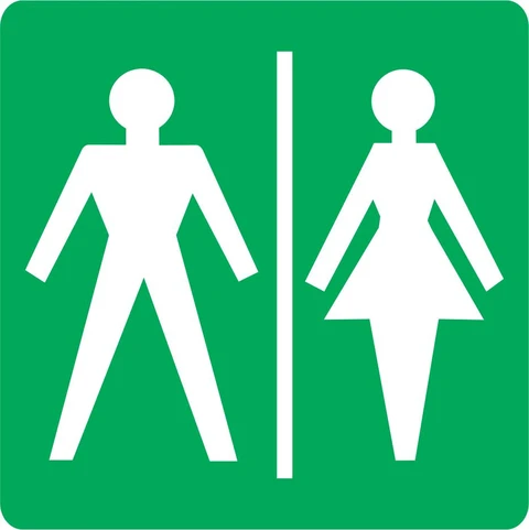 Unisex toilet safety sign