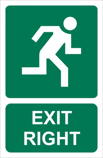 Running Man (Right), Exit right safety sign 