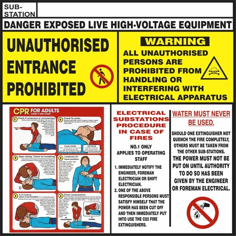 Sub-Station CPR Procedure Safety Sign 
