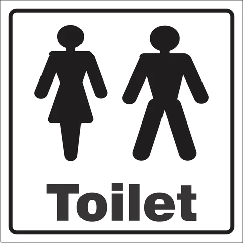 Unisex toilet safety sign