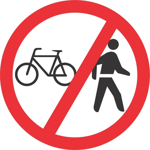 No Cyclists and Pedestrians road sign