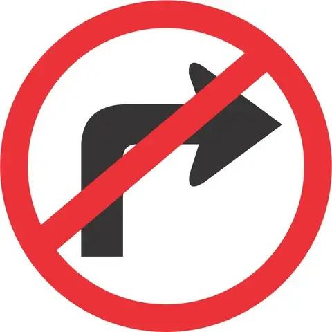 No Right Turn road sign 