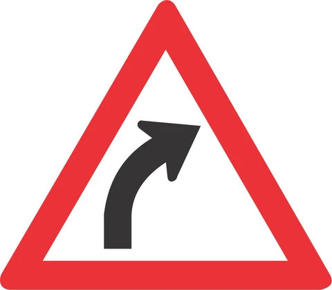 SABS Gentle Curve (Right) road sign