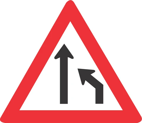 SABS Right lane ends road sign