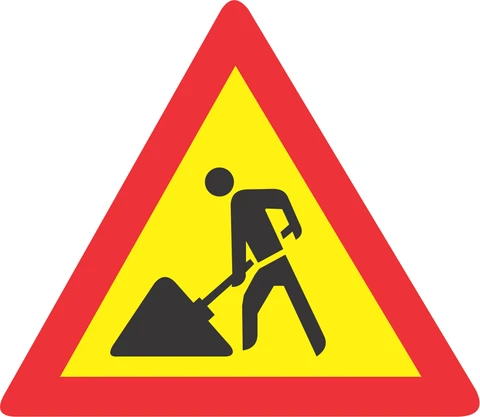 SABS Roadworks ahead road sign 