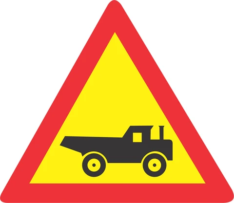 SABS Construction Vehicle Crossing road sign
