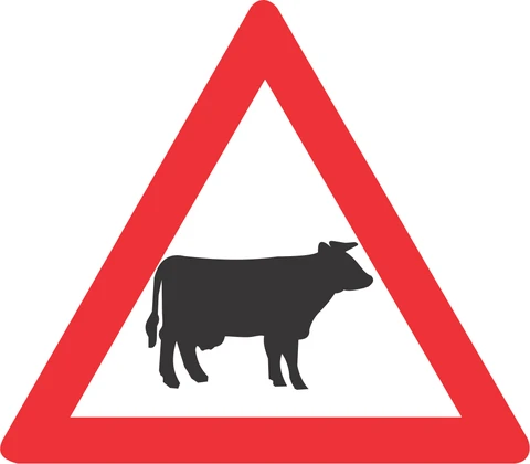 SABS Domestic animals (cattle) road sign